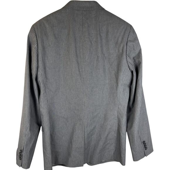 Banana Republic Gray Pinstripe Tailored Slim Fit Double Button Blazer Size 38 - Picture 2 of 10